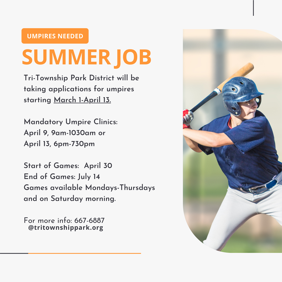 2022 Umpire Summer Jobs at Tri-Township Park